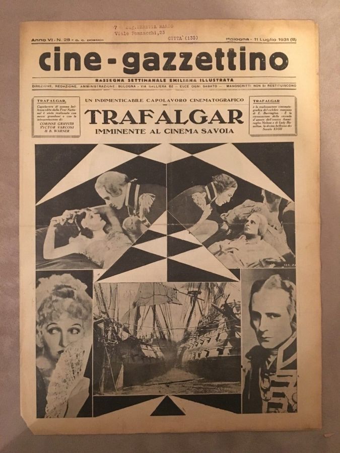 CINE-GAZZETTINO magazine side cover 11 July 1931