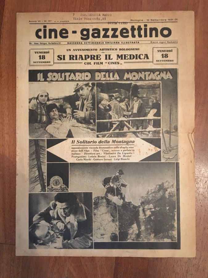 CINE-GAZZETTINO magazine side cover 12 September 1931