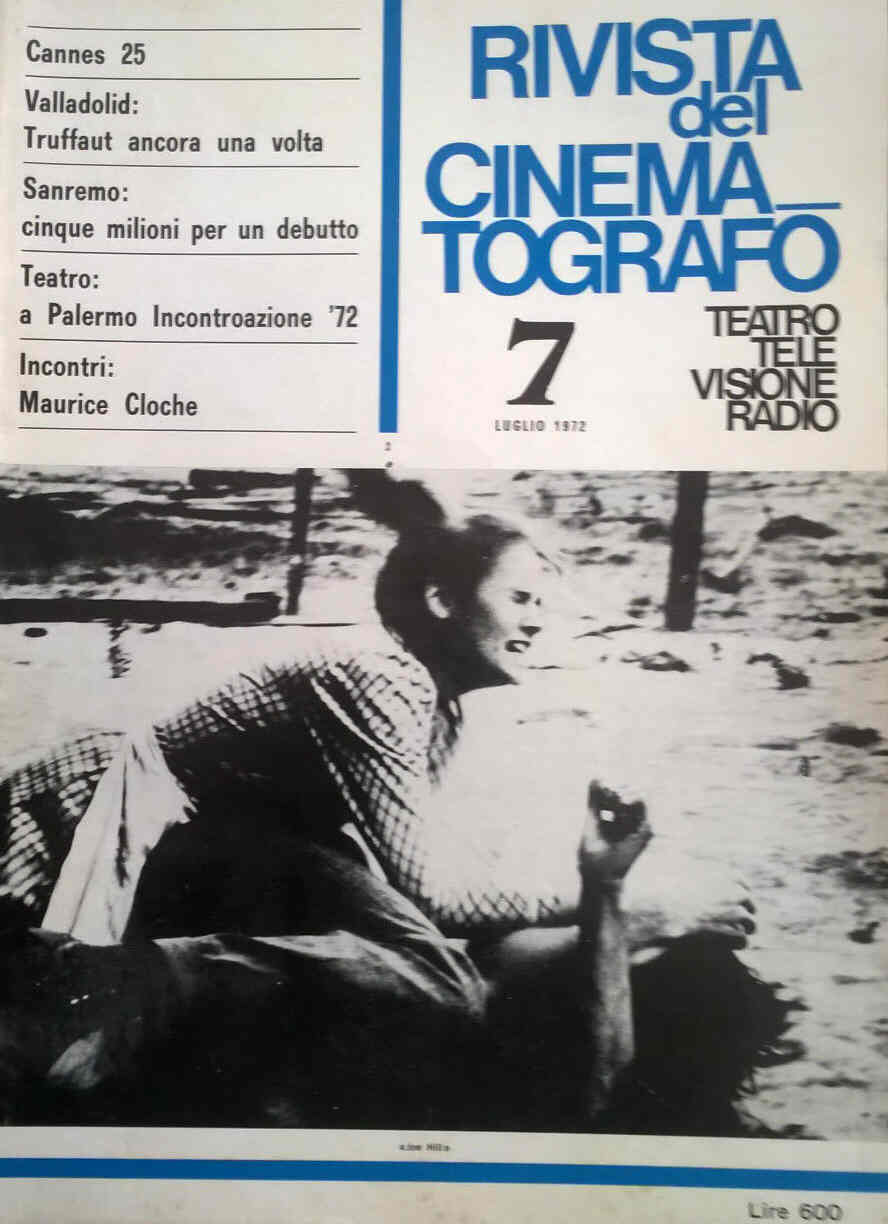 RIVISTA DEL CINEMATOGRAFO magazine side cover July 1972