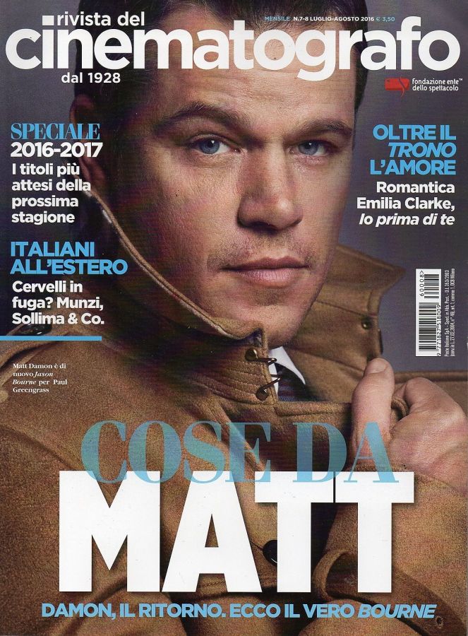 RIVISTA DEL CINEMATOGRAFO magazine side cover July/August 2016