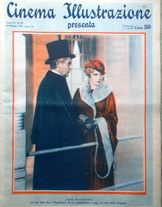 CINEMA ILLUSTRAZIONE magazine side cover Issue 41 14 October 1931