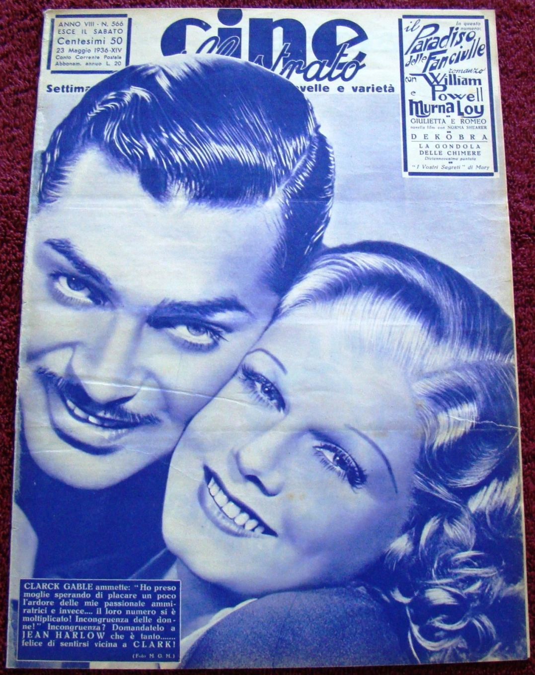 CINE ILLUSTRATO magazine side cover Issue 566 23 May 1936