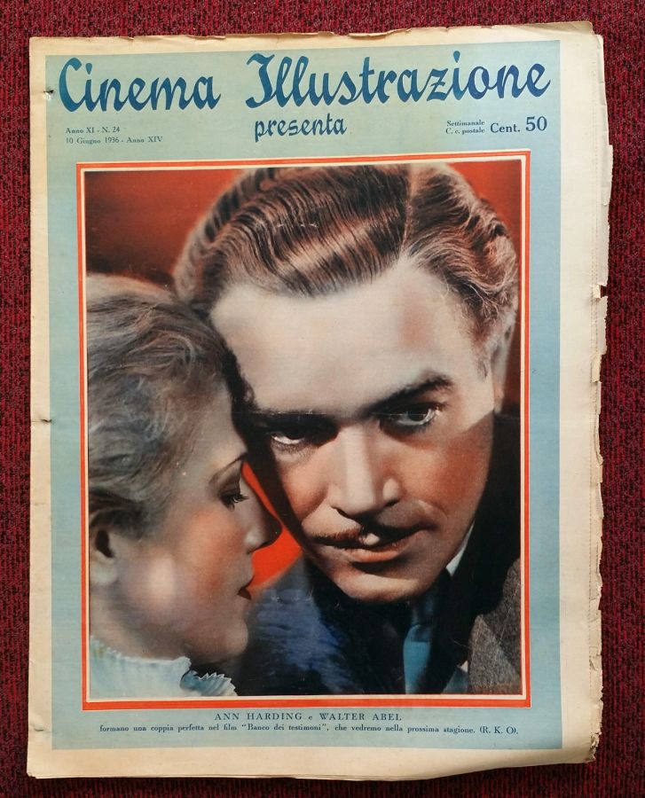 CINEMA ILLUSTRAZIONE magazine side cover Issue 24 10 June 1936