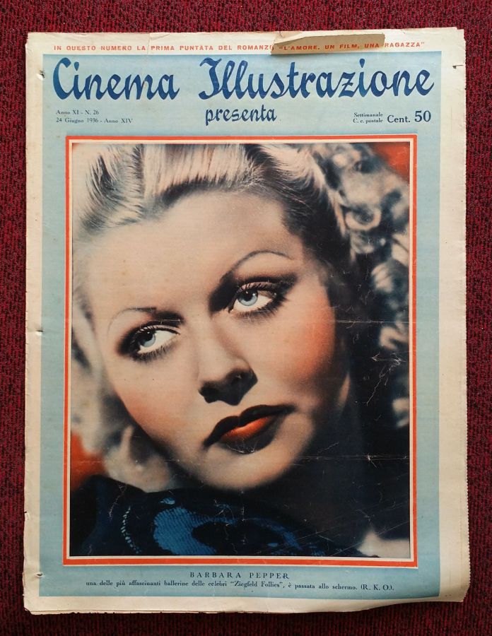 CINEMA ILLUSTRAZIONE magazine side cover Issue 26 24 June 1936