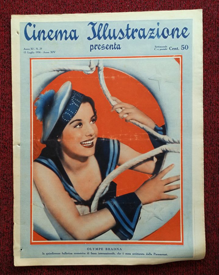 CINEMA ILLUSTRAZIONE magazine side cover Issue 29 15 July 1936