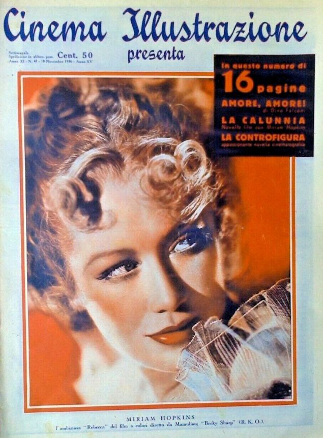 CINEMA ILLUSTRAZIONE magazine side cover Issue 47 18 November 1936