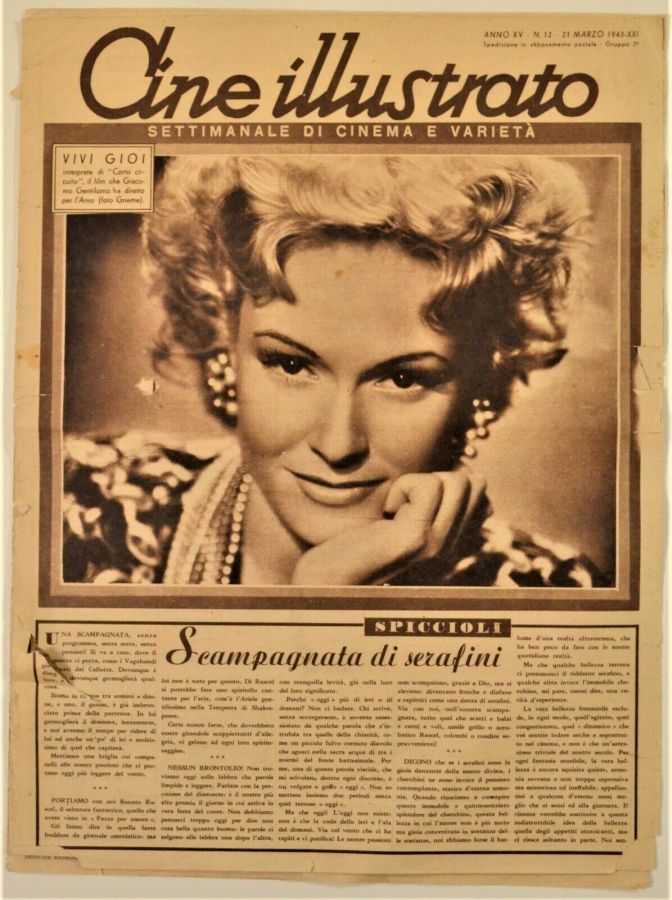 CINE ILLUSTRATO magazine side cover Issue 12 31 March 1943