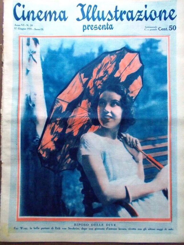 CINEMA ILLUSTRAZIONE magazine side cover Issue 24 17 June 1931
