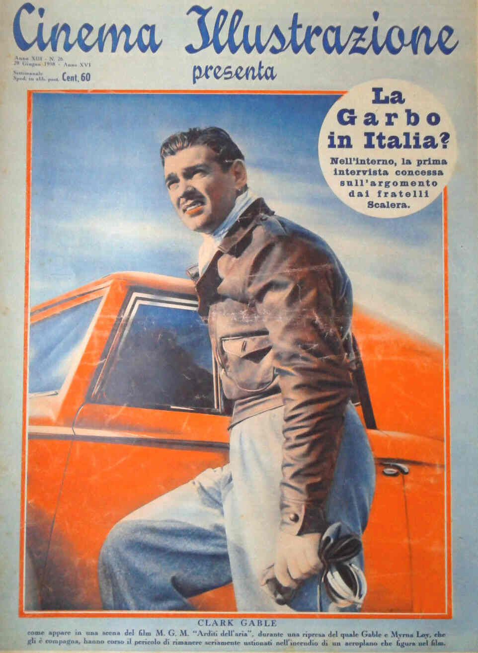 CINEMA ILLUSTRAZIONE magazine side cover Issue 26 29 June 1938