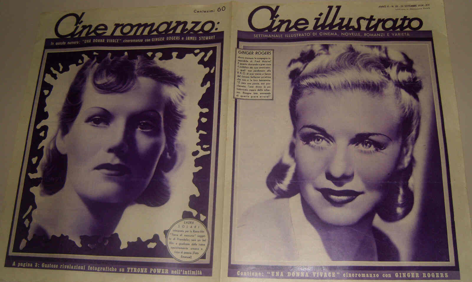 CINE ILLUSTRATO magazine side cover Issue 38 20 September 1938