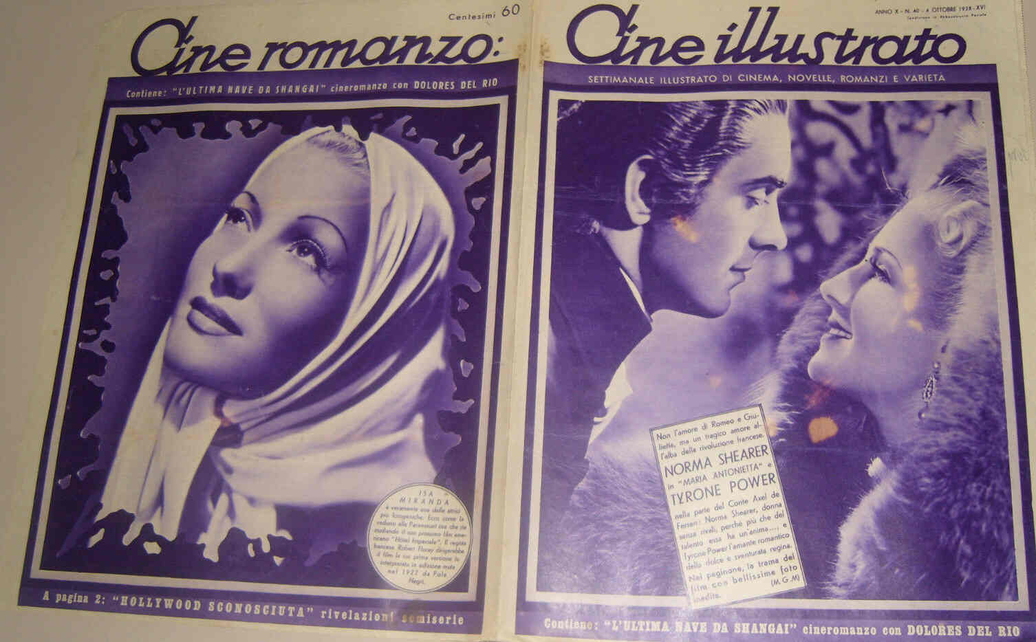CINE ILLUSTRATO magazine side cover Issue 40 4 October 1938