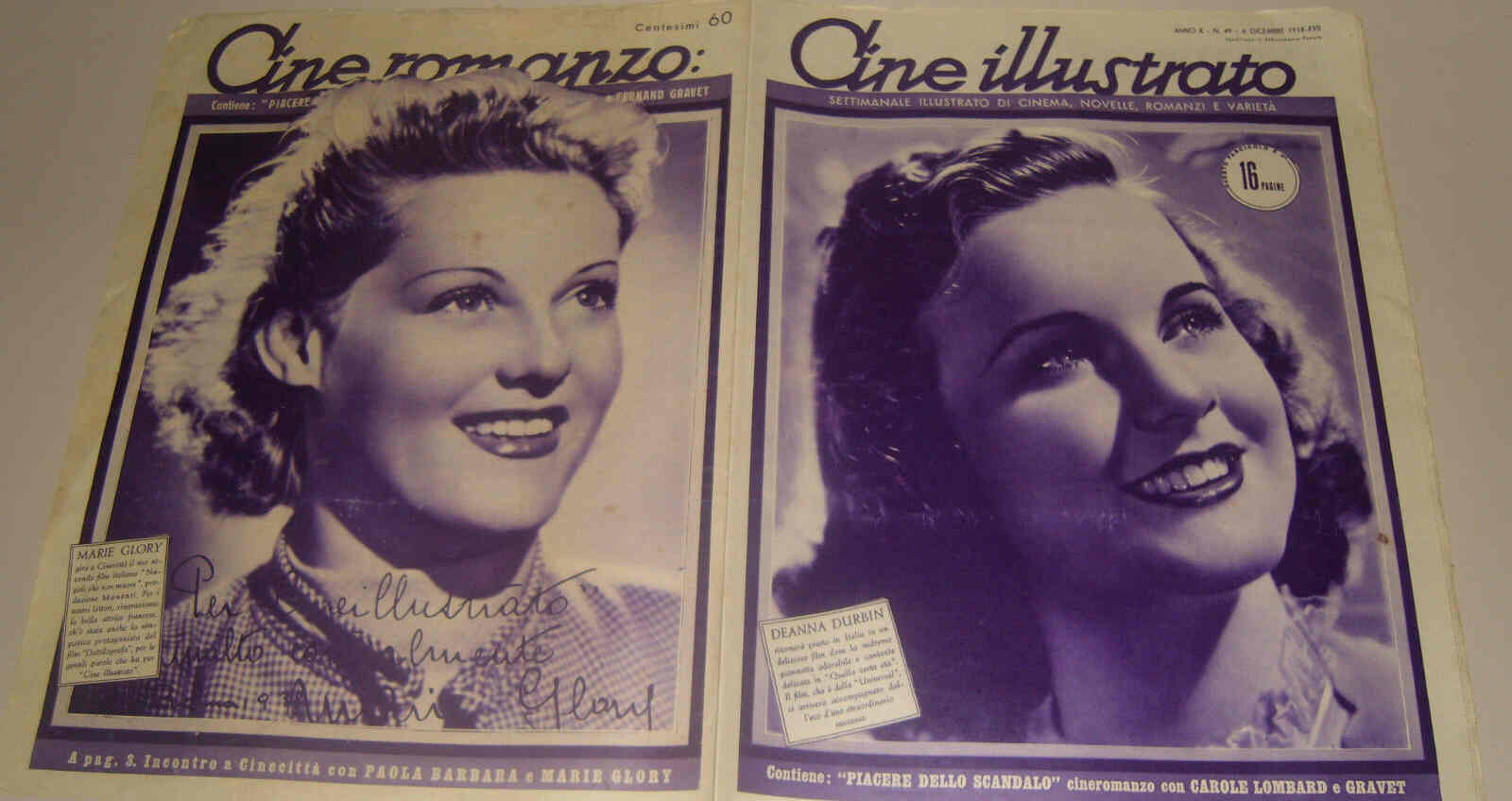 CINE ILLUSTRATO magazine side cover Issue 49 6 December 1938