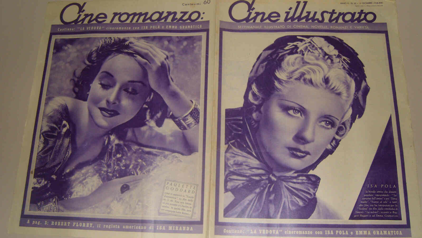 CINE ILLUSTRATO magazine side cover Issue 50 13 December 1938
