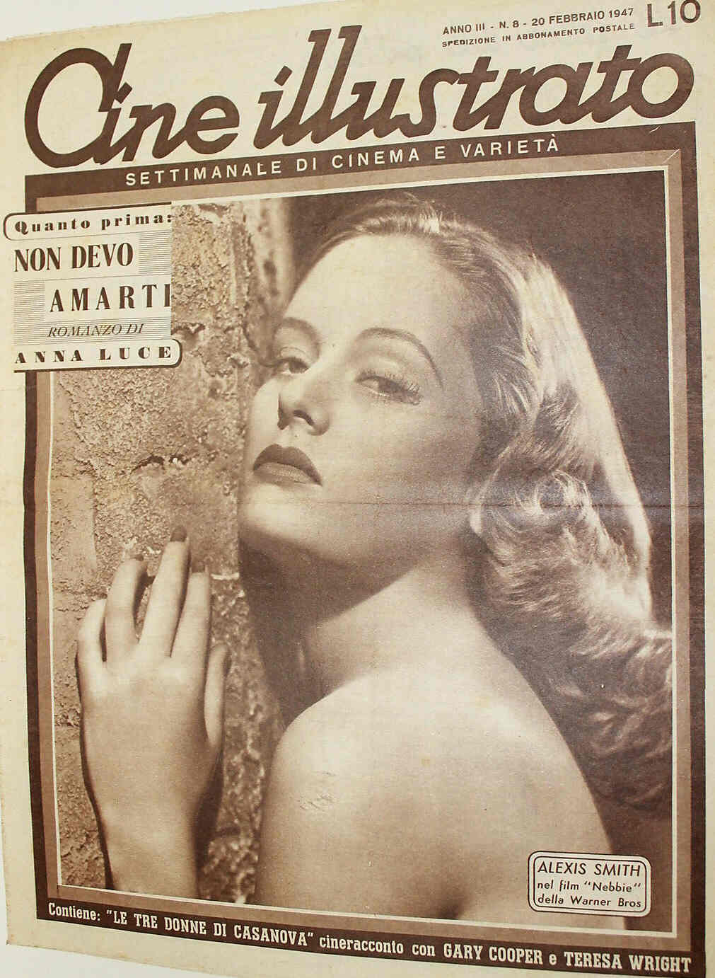 CINE ILLUSTRATO magazine side cover Issue 8 20 February 1947