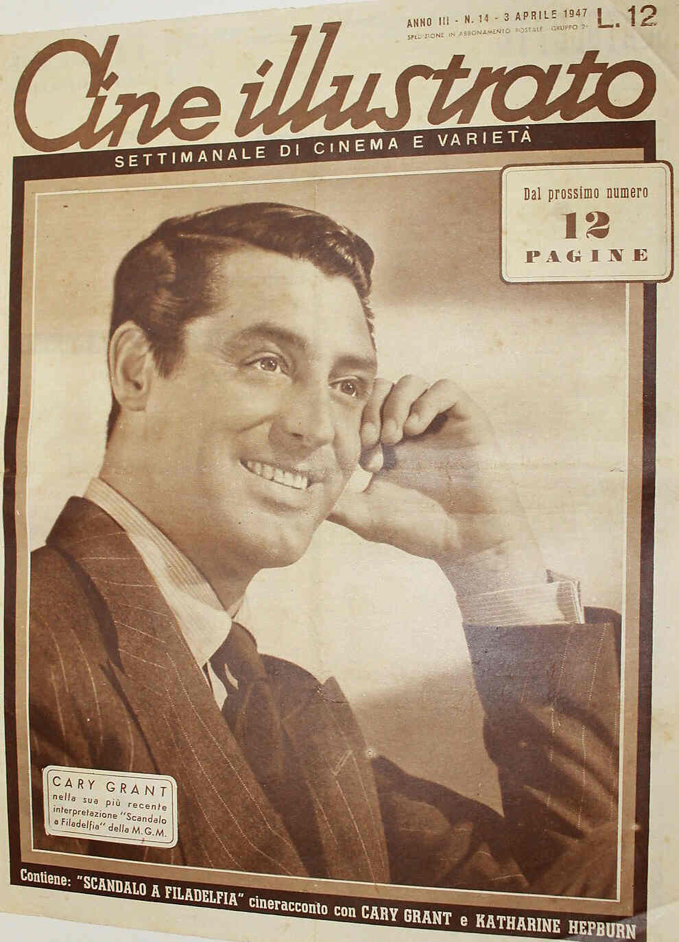 CINE ILLUSTRATO magazine side cover Issue 14 3 April 1947