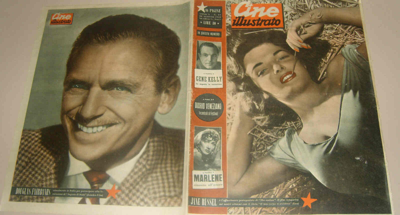 CINE ILLUSTRATO magazine side cover Issue 35 28 August 1949