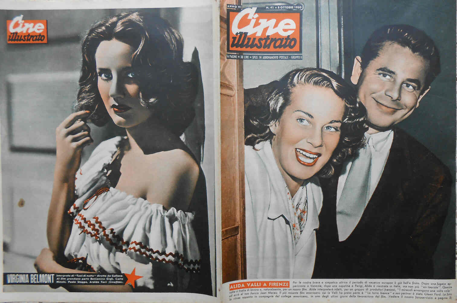 CINE ILLUSTRATO magazine side cover Issue 41 8 October 1950