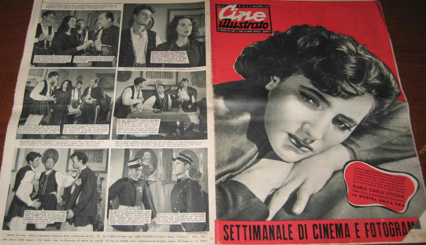 CINE ILLUSTRATO magazine side cover Issue 44 4 November 1951