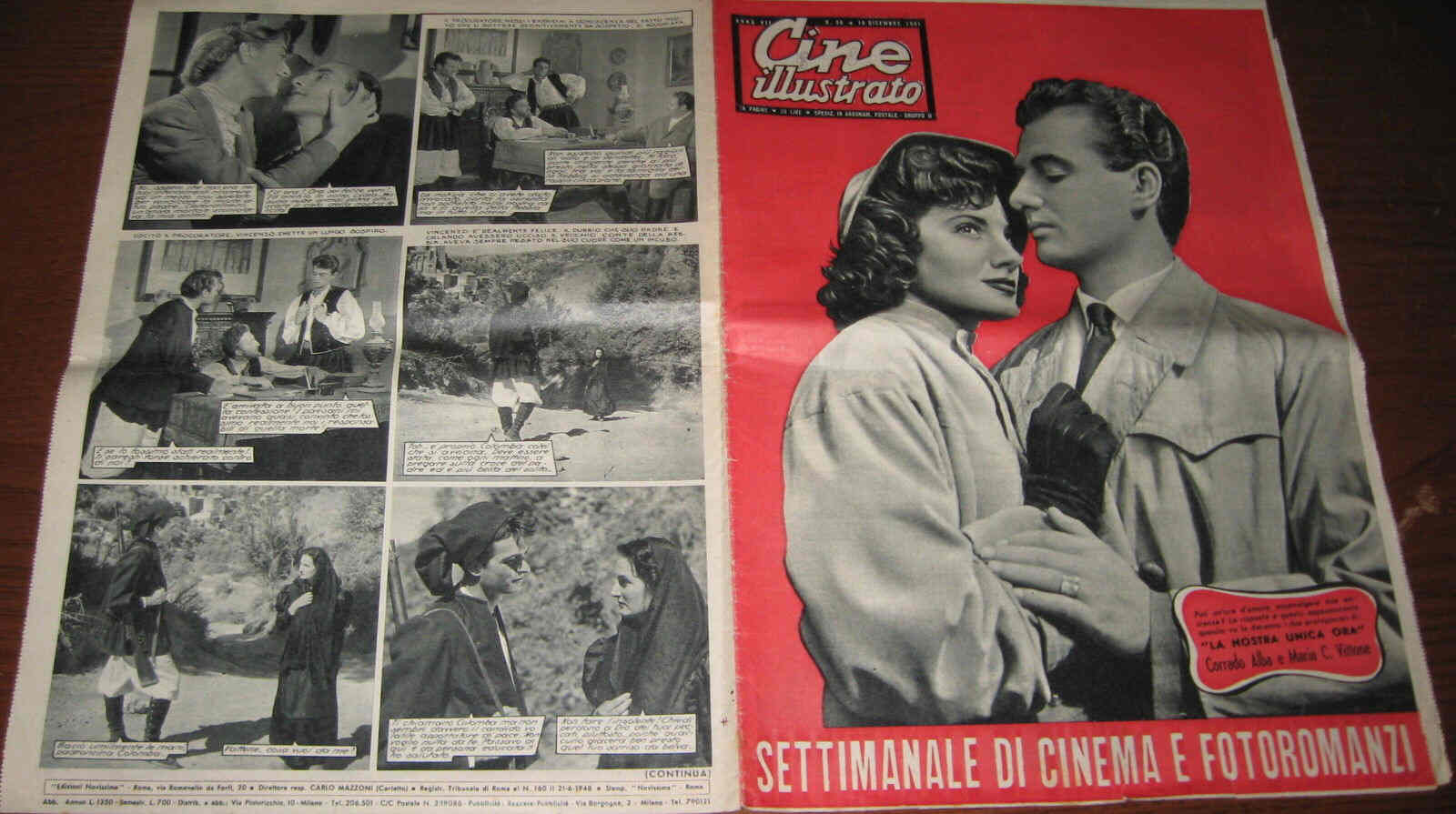 CINE ILLUSTRATO magazine side cover Issue 50 16 December 1951