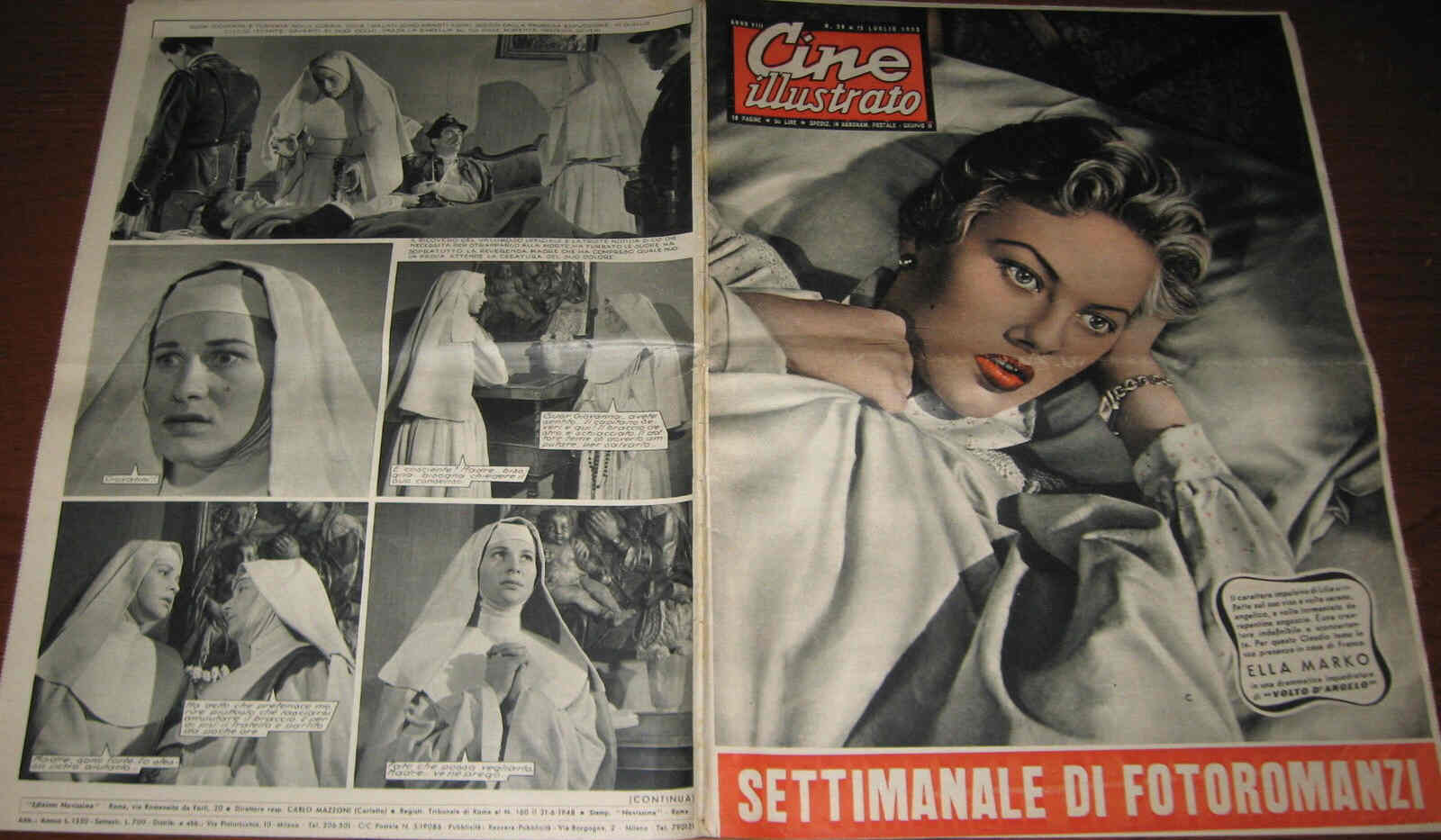 CINE ILLUSTRATO magazine side cover Issue 28 13 July 1952
