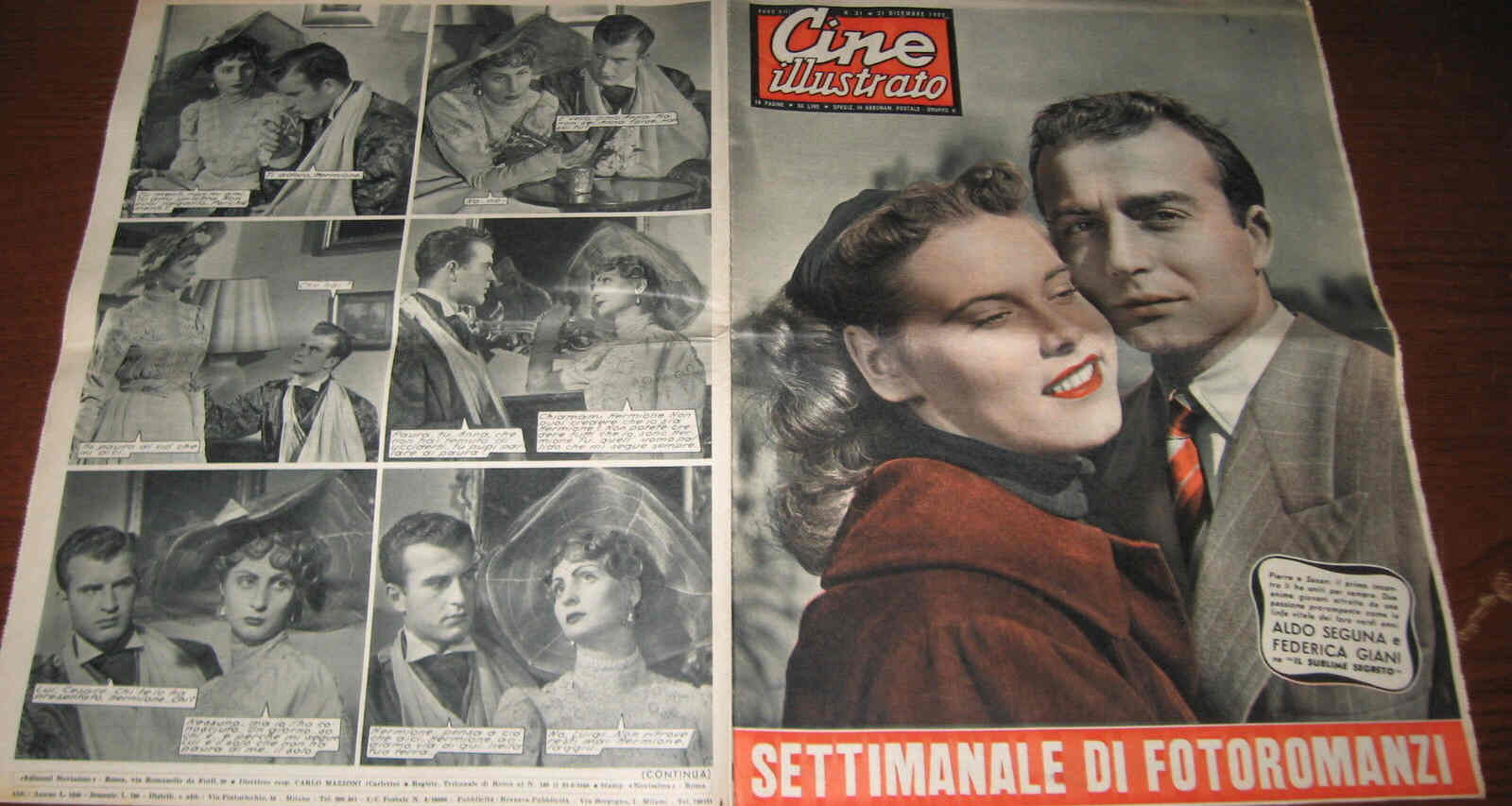 CINE ILLUSTRATO magazine side cover Issue 51 21 December 1952