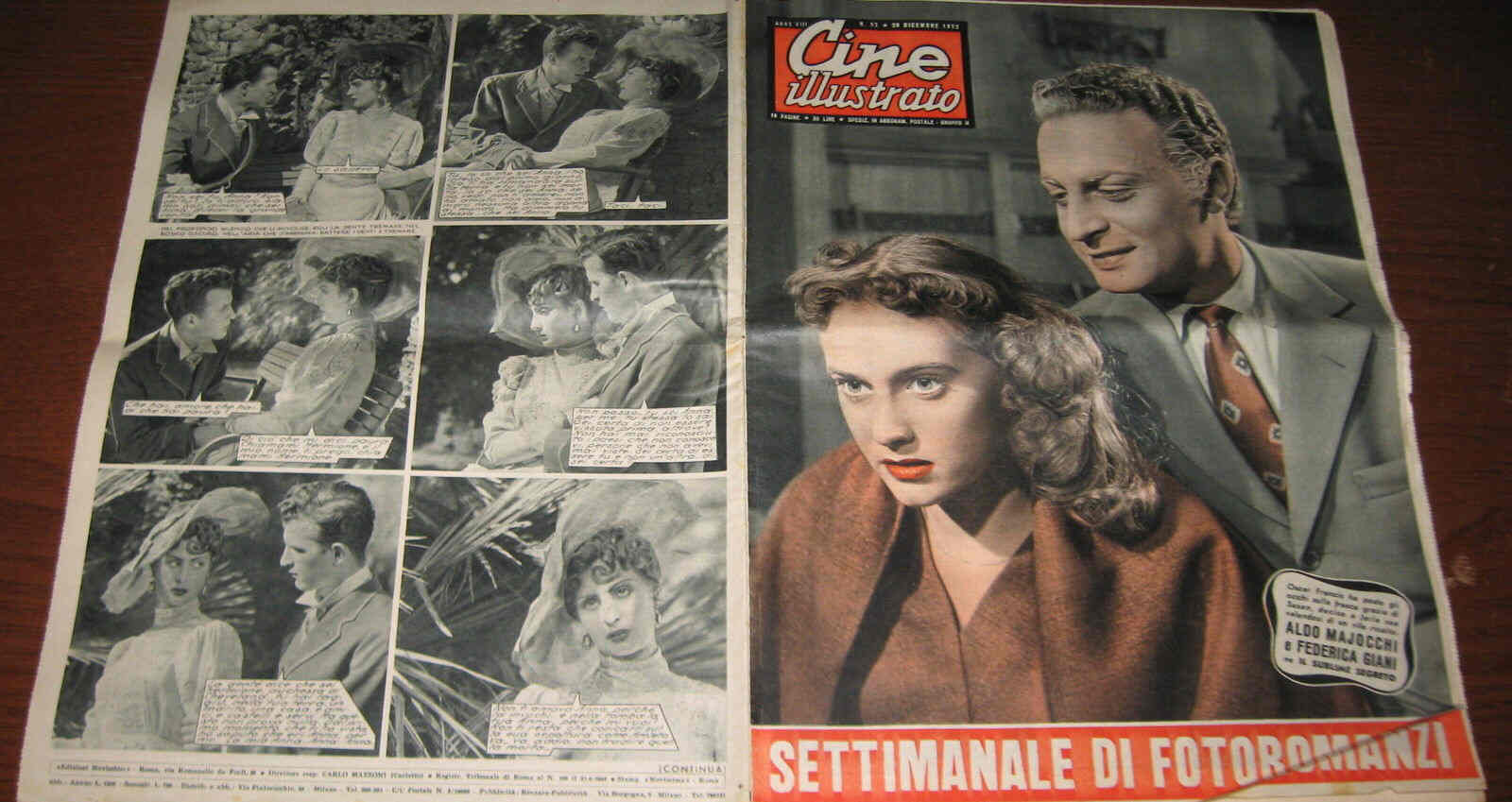 CINE ILLUSTRATO magazine side cover Issue 52 28 December 1952