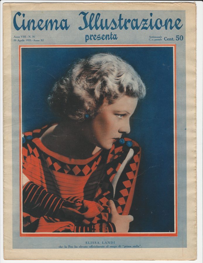 CINEMA ILLUSTRAZIONE magazine side cover Issue 16 19 April 1933