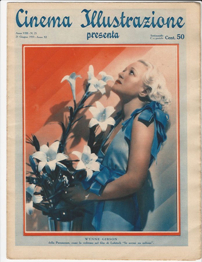 CINEMA ILLUSTRAZIONE magazine side cover Issue 25 21 June 1933