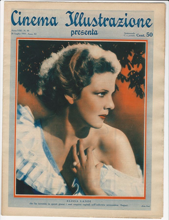 CINEMA ILLUSTRAZIONE magazine side cover Issue 30 26 July 1933
