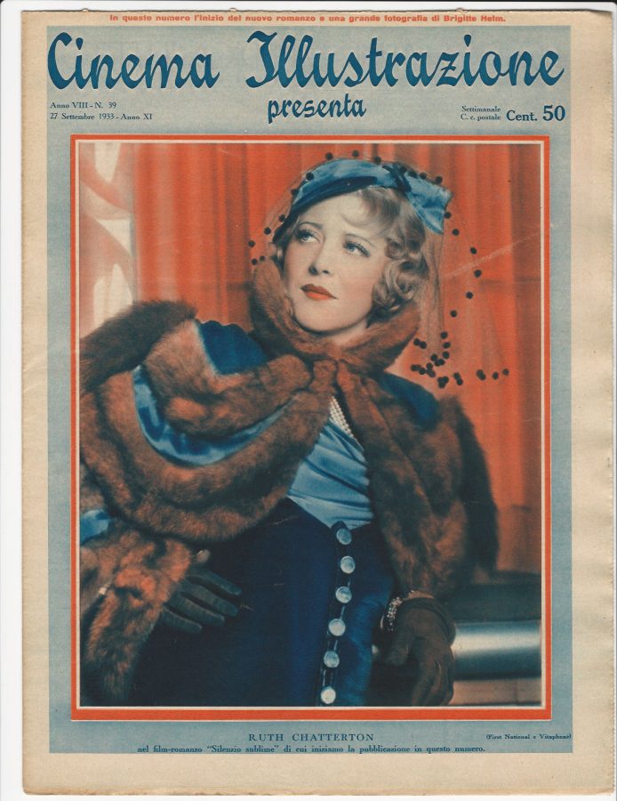 CINEMA ILLUSTRAZIONE magazine side cover Issue 39 27 September 1933