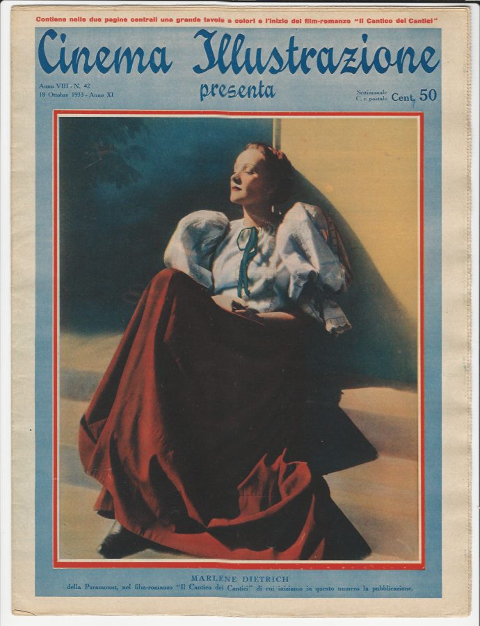 CINEMA ILLUSTRAZIONE magazine side cover Issue 42 18 October 1933