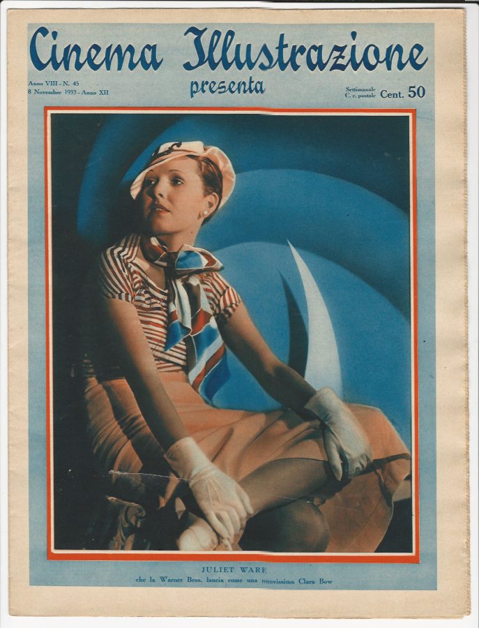 CINEMA ILLUSTRAZIONE magazine side cover Issue 45 8 November 1933