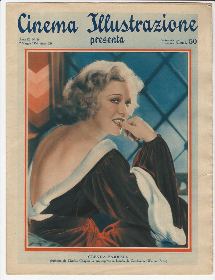 CINEMA ILLUSTRAZIONE magazine side cover Issue 18 2 May 1934
