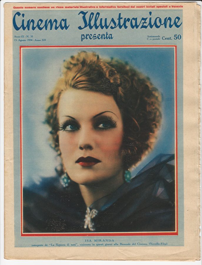 CINEMA ILLUSTRAZIONE magazine side cover Issue 33 15 August 1934