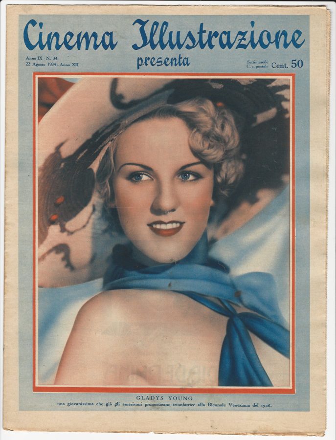 CINEMA ILLUSTRAZIONE magazine side cover Issue 34 22 August 1934