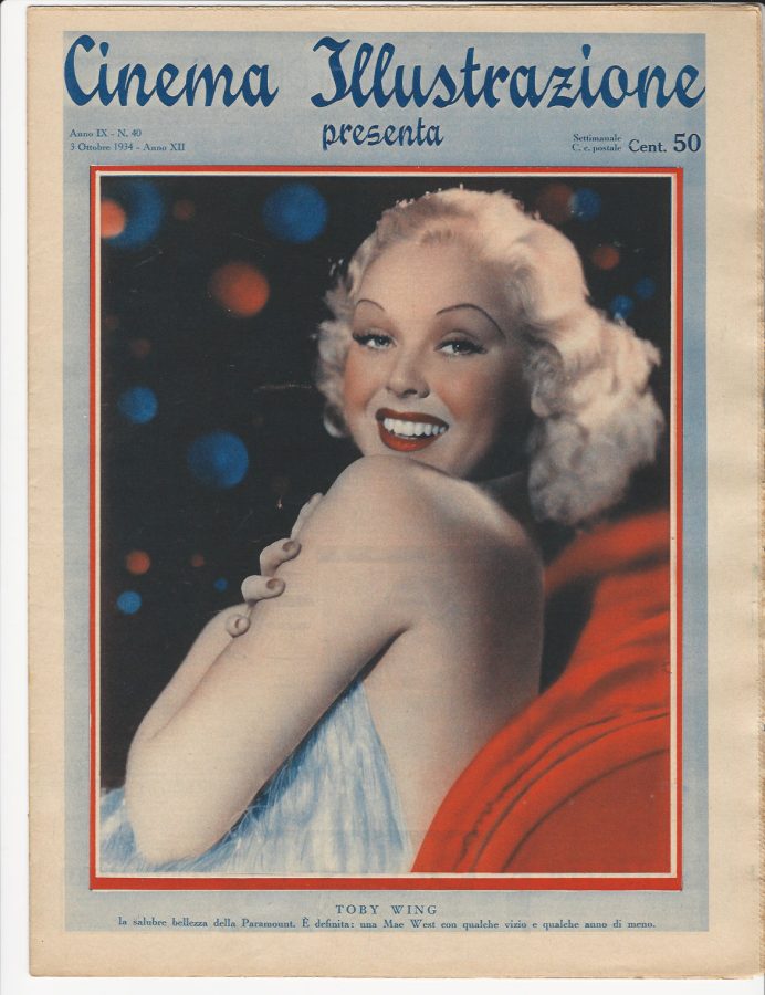 CINEMA ILLUSTRAZIONE magazine side cover Issue 40 3 October 1934