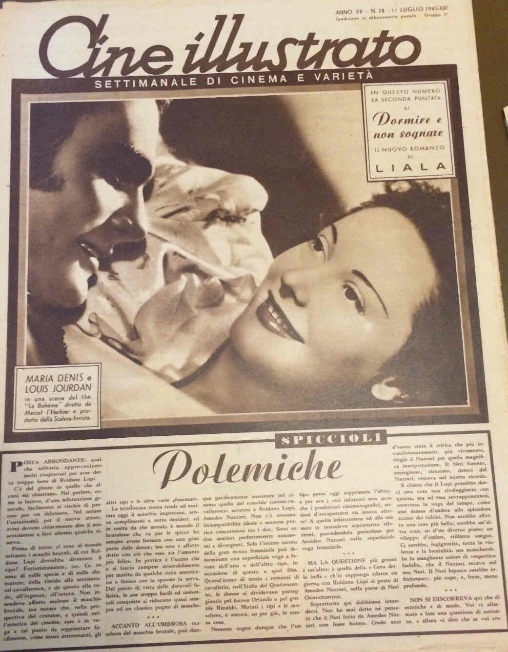 CINE ILLUSTRATO magazine side cover Issue 28 11 July 1943