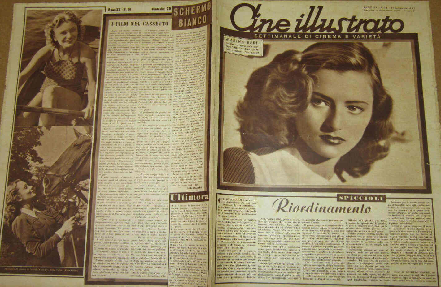 CINE ILLUSTRATO magazine side cover Issue 38 19 September 1943