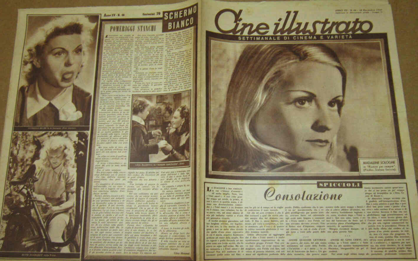 CINE ILLUSTRATO magazine side cover Issue 48 24 November 1943