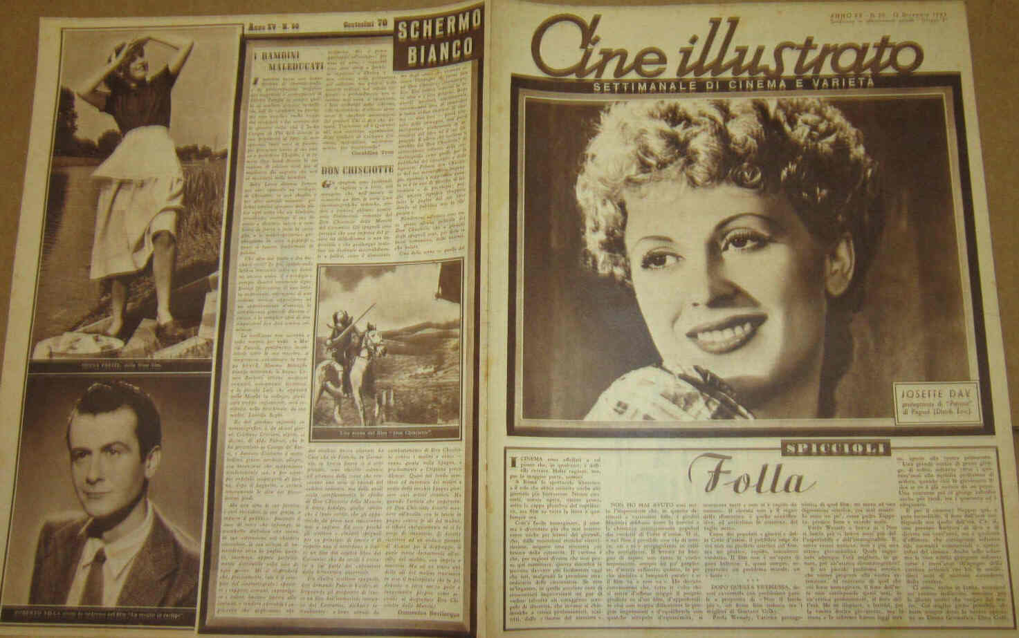 CINE ILLUSTRATO magazine side cover Issue 50 13 December 1943