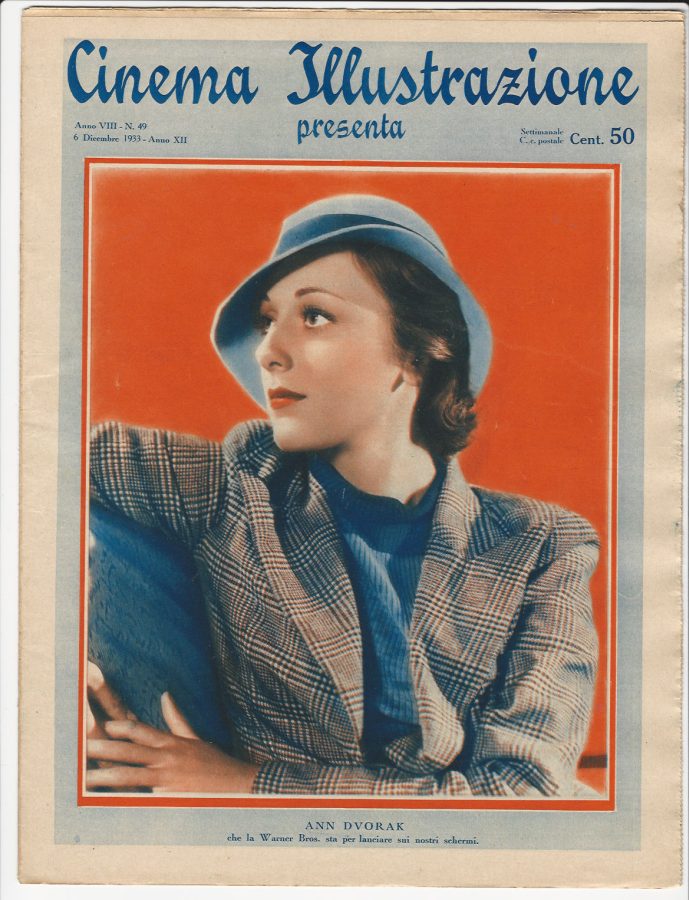 CINEMA ILLUSTRAZIONE magazine side cover Issue 49 6 December 1933