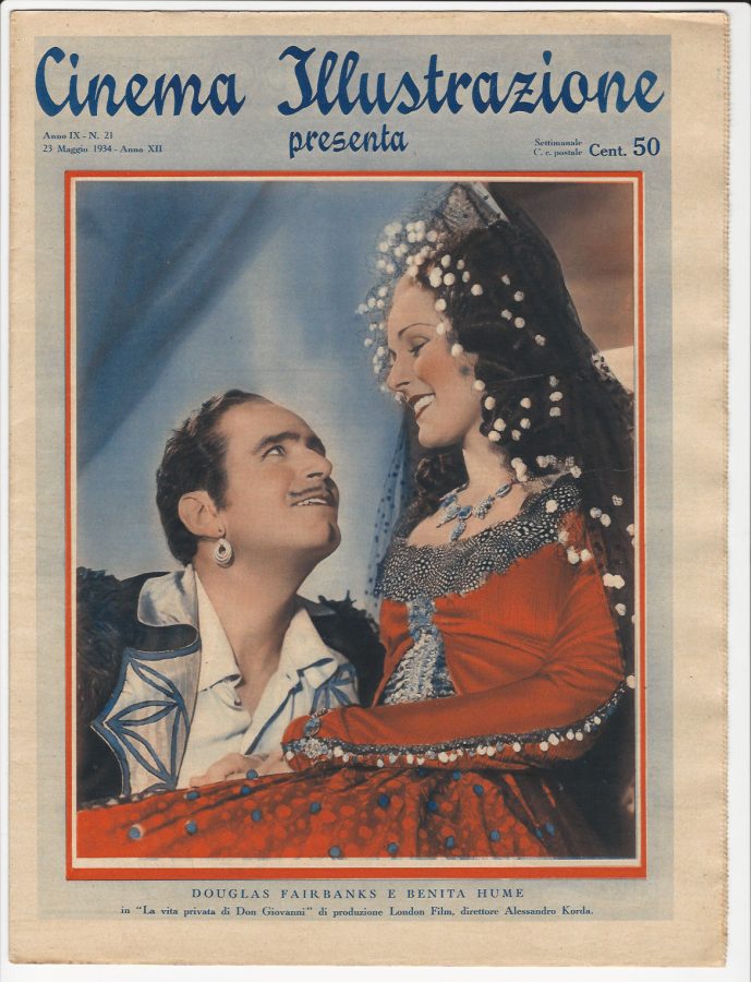 CINEMA ILLUSTRAZIONE magazine side cover Issue 21 23 May 1934