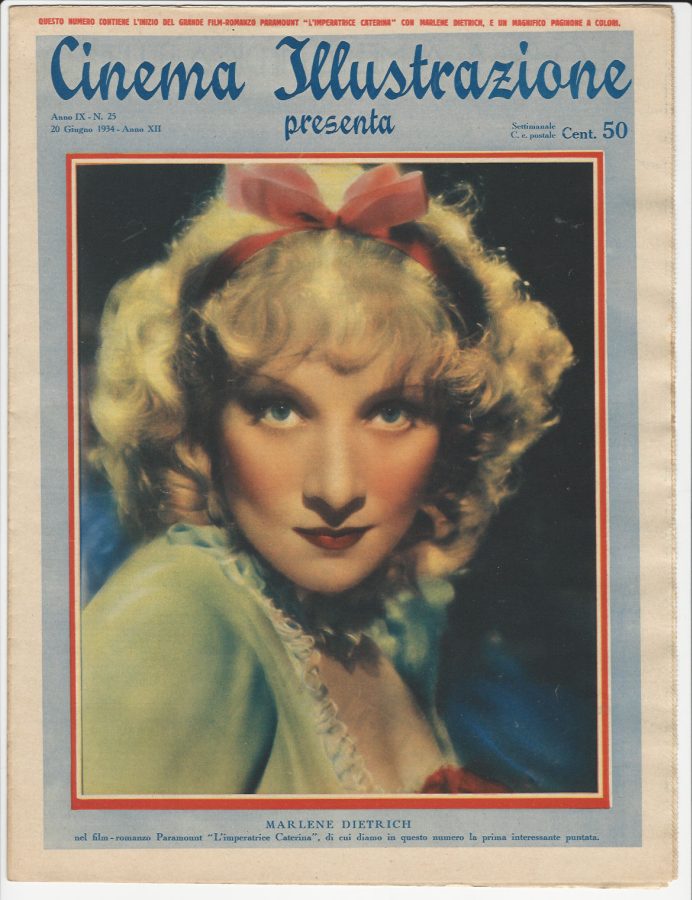 CINEMA ILLUSTRAZIONE magazine side cover Issue 25 20 June 1934