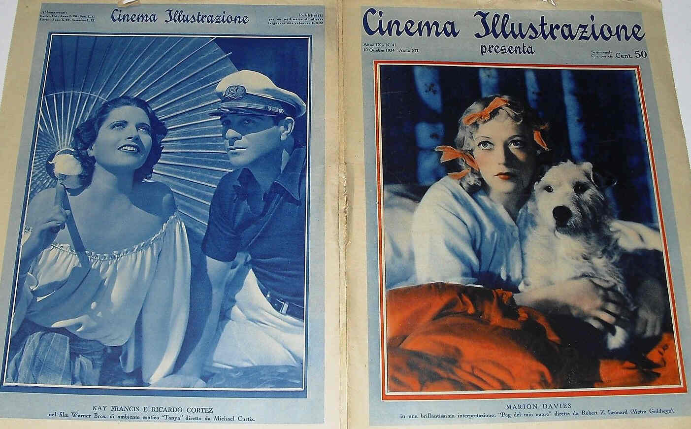 CINEMA ILLUSTRAZIONE magazine side cover Issue 41 10 October 1934