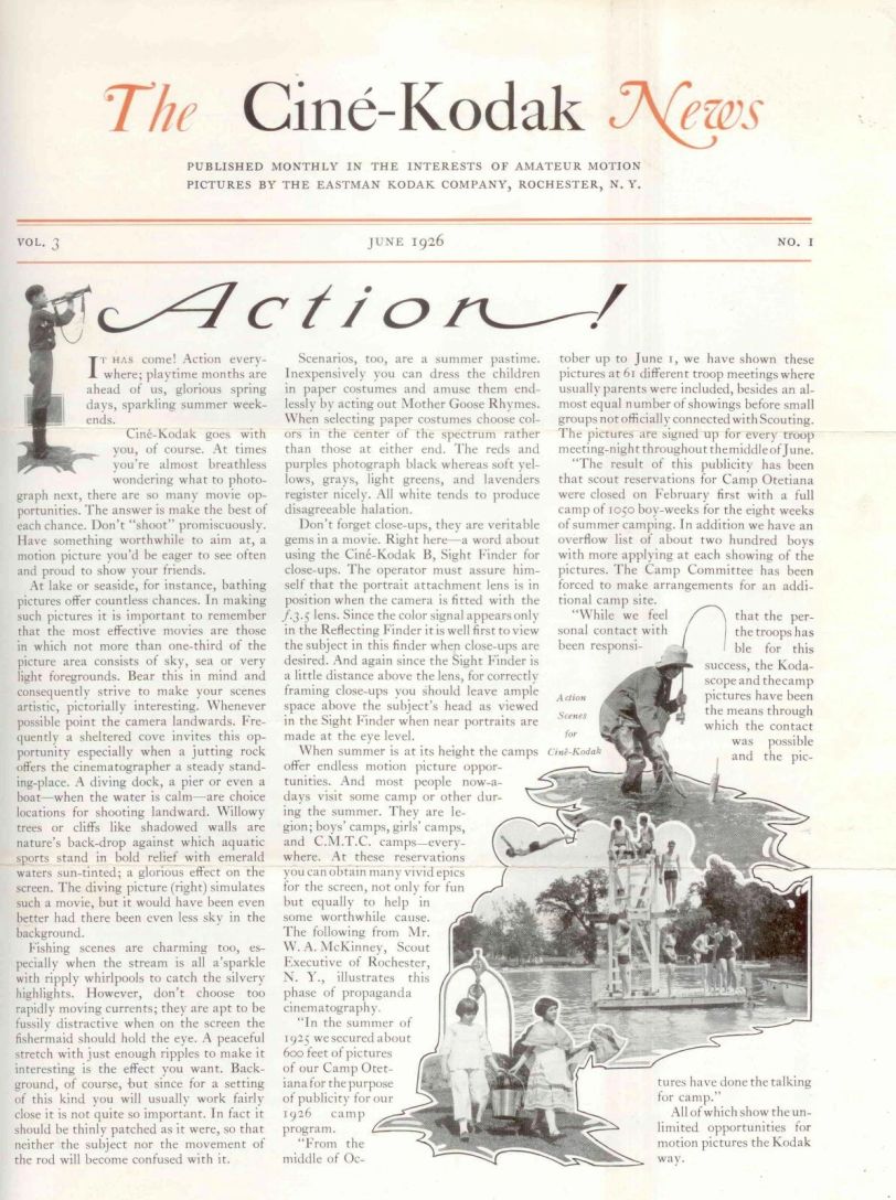 CINE-KODAK NEWS magazine side cover  June 1926
