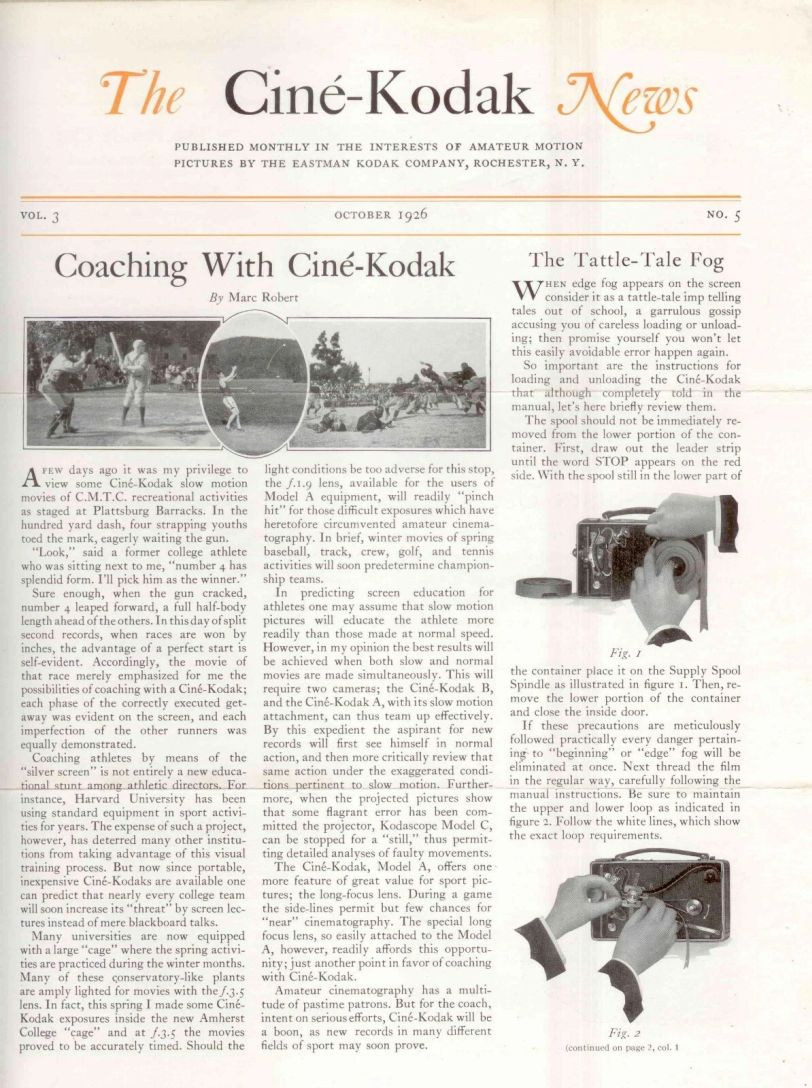 CINE-KODAK NEWS magazine side cover  October 1926