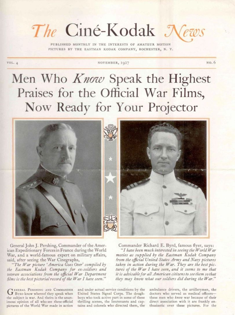 CINE-KODAK NEWS magazine side cover  November 1927