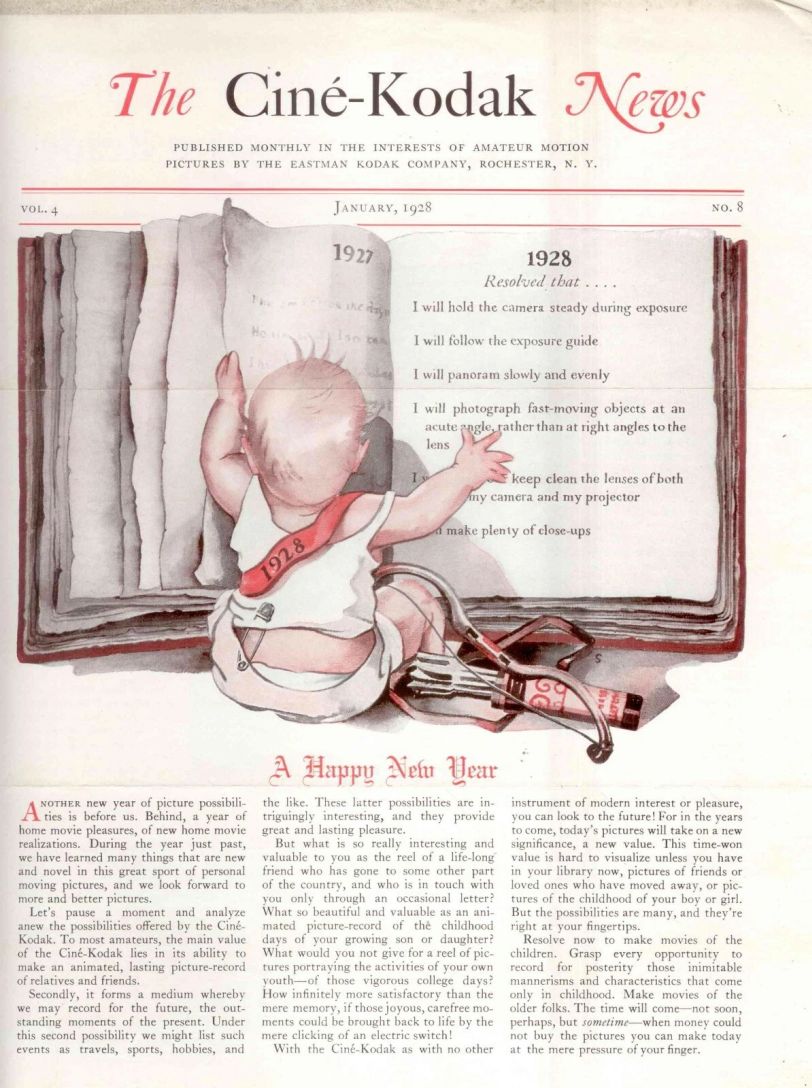 CINE-KODAK NEWS magazine side cover  January 1928