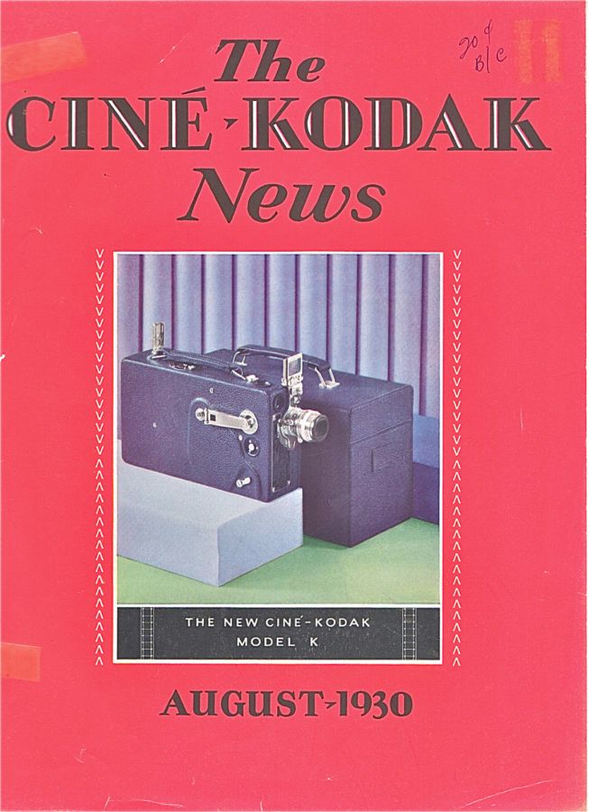 CINE-KODAK NEWS magazine side cover August 1930