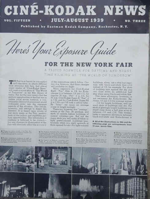 CINE-KODAK NEWS magazine side cover July/August 1939